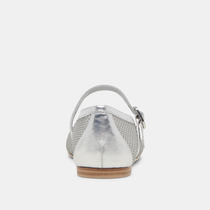 RODNI MESH BALLET FLATS SILVER WOVEN MESH