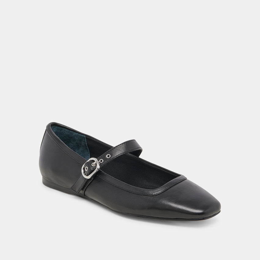 RODNI BALLET FLATS BLACK LEATHER