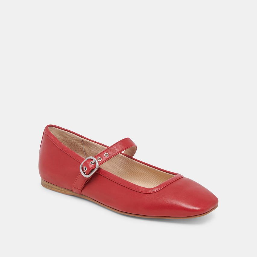 RODNI BALLET FLATS RED LEATHER