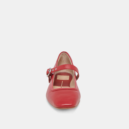 RODNI BALLET FLATS RED LEATHER