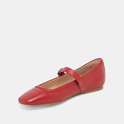 RODNI BALLET FLATS RED LEATHER