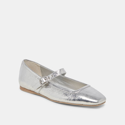 RODNI BALLET FLATS SILVER DISTRESSED LEATHER