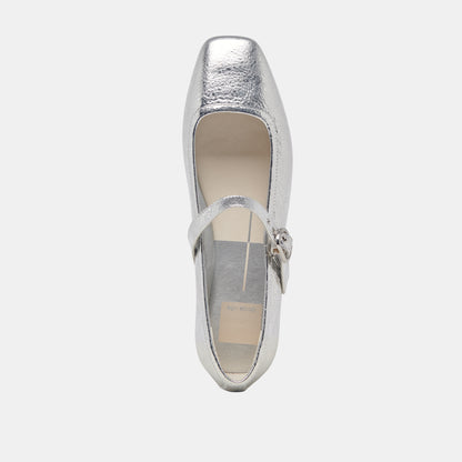 RODNI BALLET FLATS SILVER DISTRESSED LEATHER