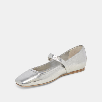 RODNI BALLET FLATS SILVER DISTRESSED LEATHER