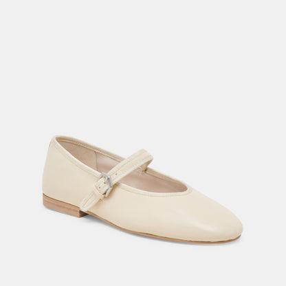 ROSLYN BALLET FLATS CREME LEATHER