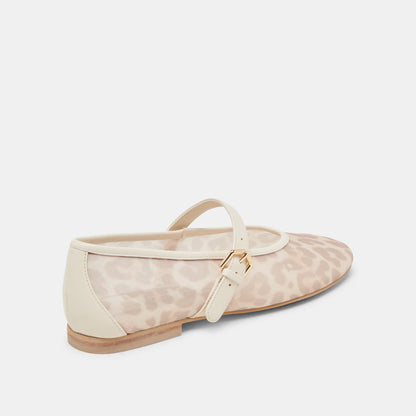 ROSLYN BALLET FLATS WHITE LEOPARD MESH