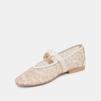 ROSLYN BALLET FLATS WHITE LEOPARD MESH