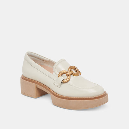 SHEENA LOAFERS IVORY CRINKLE PATENT