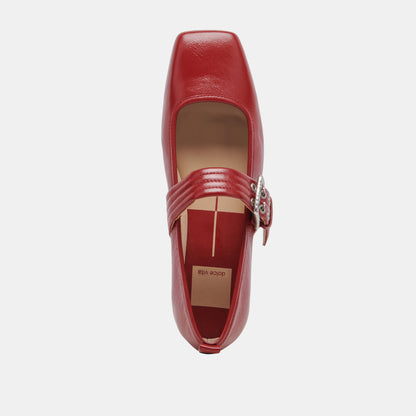 ARORA BALLET FLATS RED CRINKLE PATENT