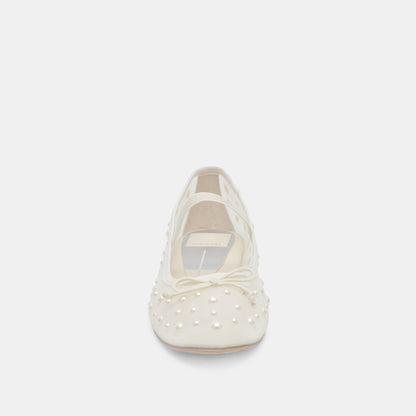 CADEL PEARL BALLET FLATS IVORY MESH