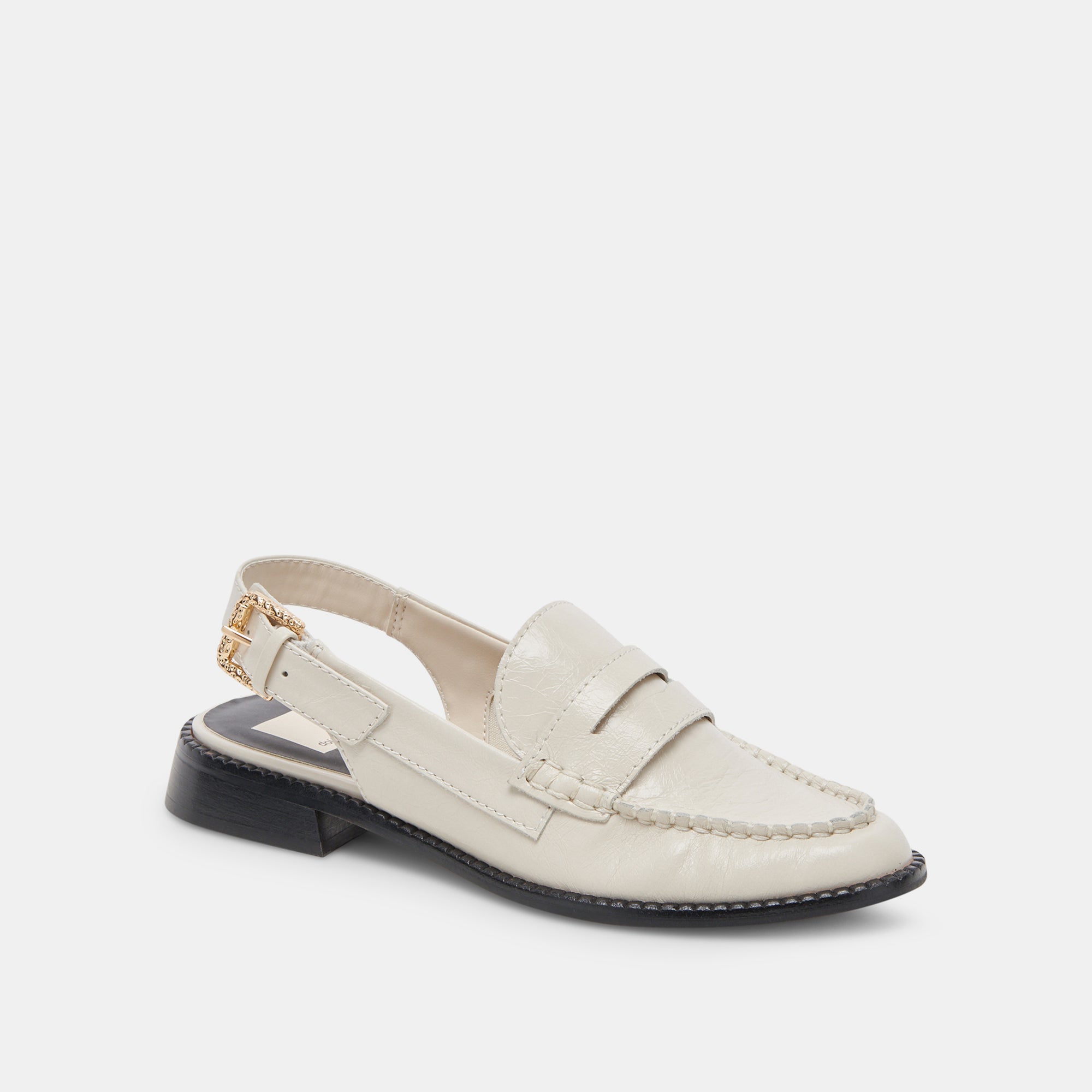 Hardi Wide Loafers Ivory Crinkle Patent | Ivory Wide Loafers