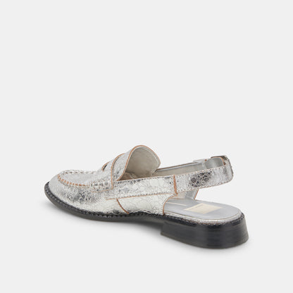 HARDI LOAFERS SILVER CRACKLED LEATHER