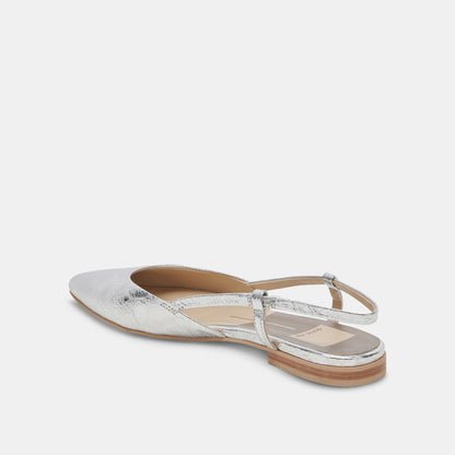 NARAH FLATS SILVER METALLIC LEATHER