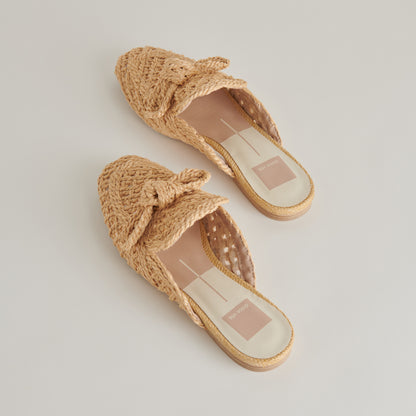 SABOR FLATS LT NATURAL RAFFIA