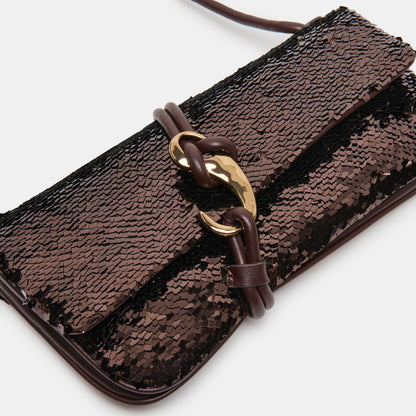 ALICE SHOULDER BAG BROWN SEQUIN STELLA