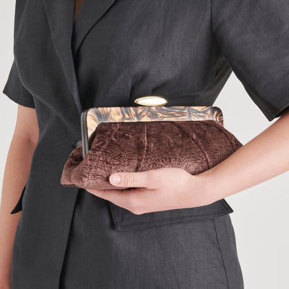 DANNY CLUTCH BROWN VELVET