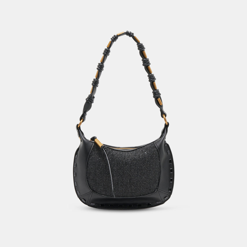 ELEANOR SHOULDER BAG BLACK RAFFIA