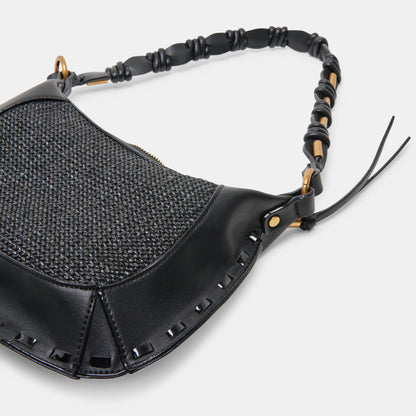 ELEANOR SHOULDER BAG BLACK RAFFIA