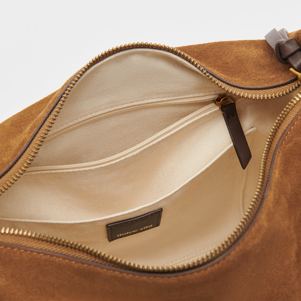 Dana Zip Suede Shoulder Bag | Accessories | Monsoon Global.