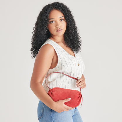 LIVI SHOULDER BAG RED SUEDE