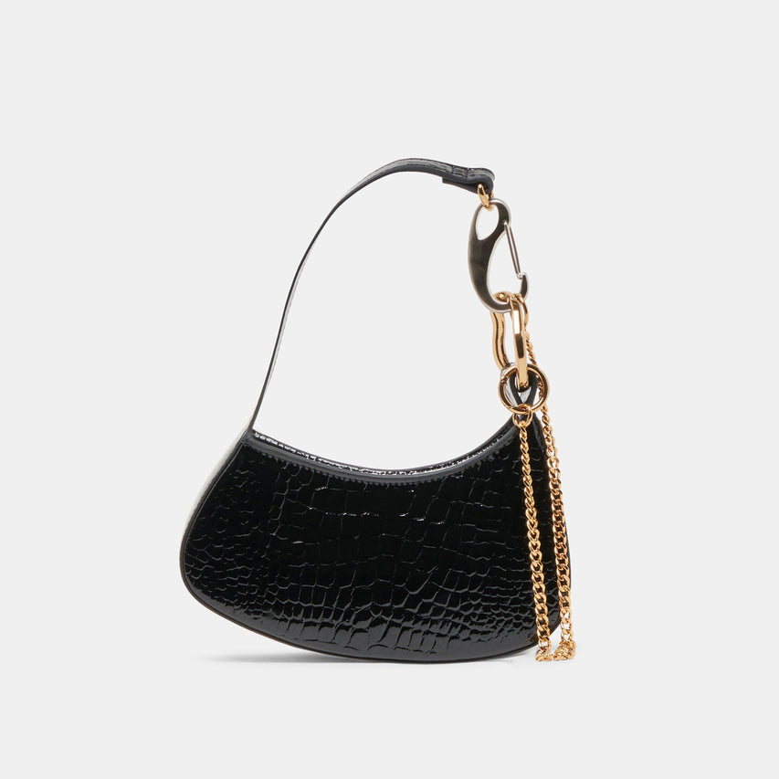 SILVIE SHOULDER BAG BLACK CROCO STELLA