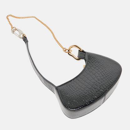 SILVIE SHOULDER BAG BLACK CROCO STELLA