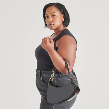 SKYLAR SHOULDER BAG BLACK LEATHER