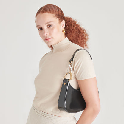 SKYLAR SHOULDER BAG BLACK LEATHER