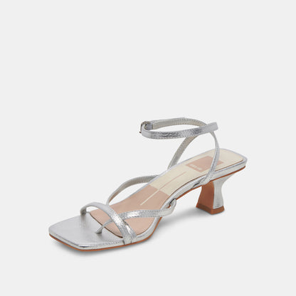 BAYLOR HEELS SILVER METALLIC LEATHER