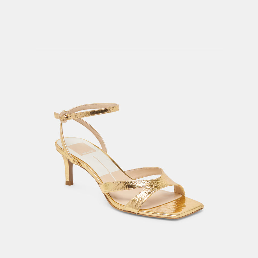 BECKI HEELS GOLD DISTRESSED LEATHER