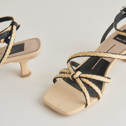 BEV BRAID HEELS BLACK NATURAL JUTE