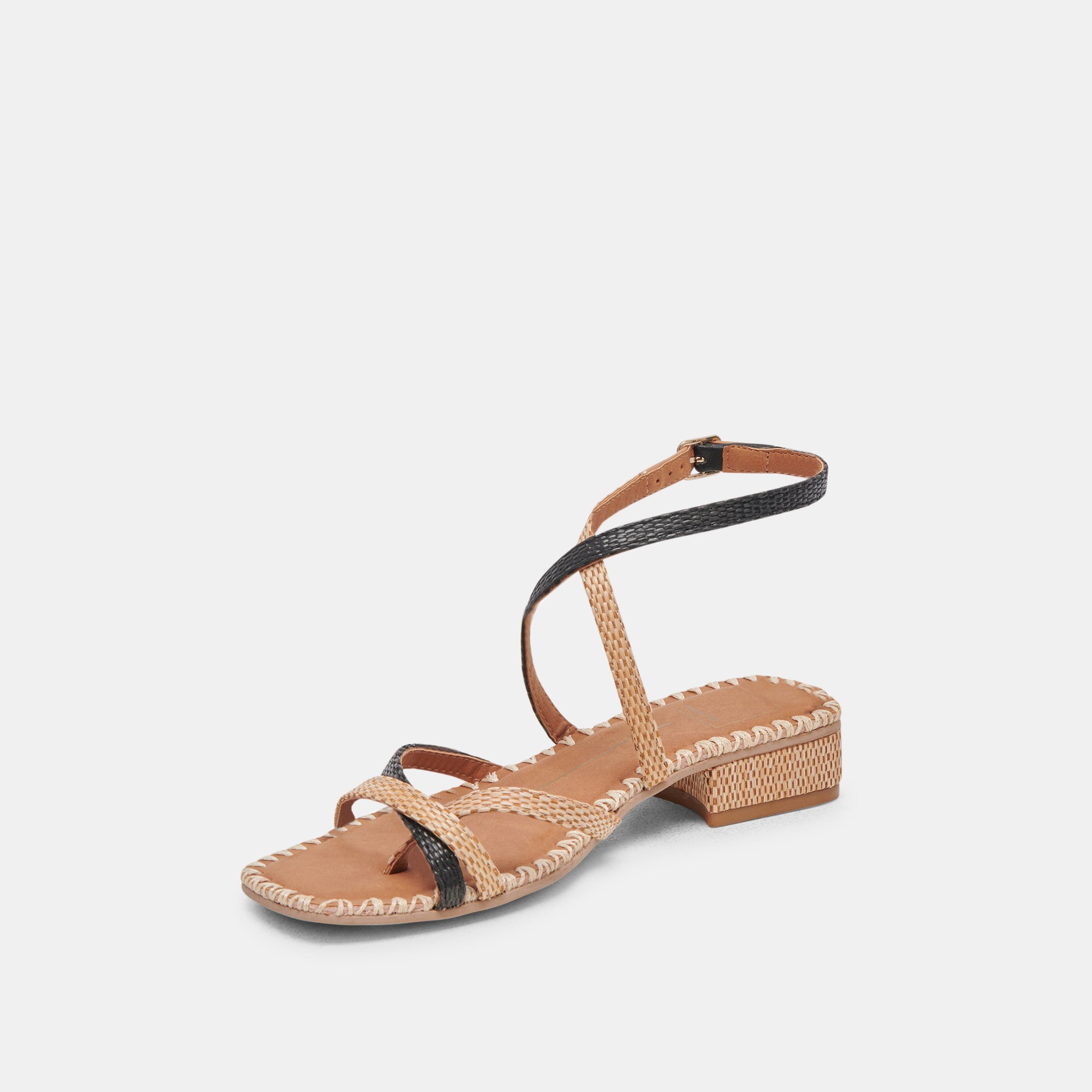 BRINN SANDALS BLACK NATURAL RAFFIA Dolce Vita