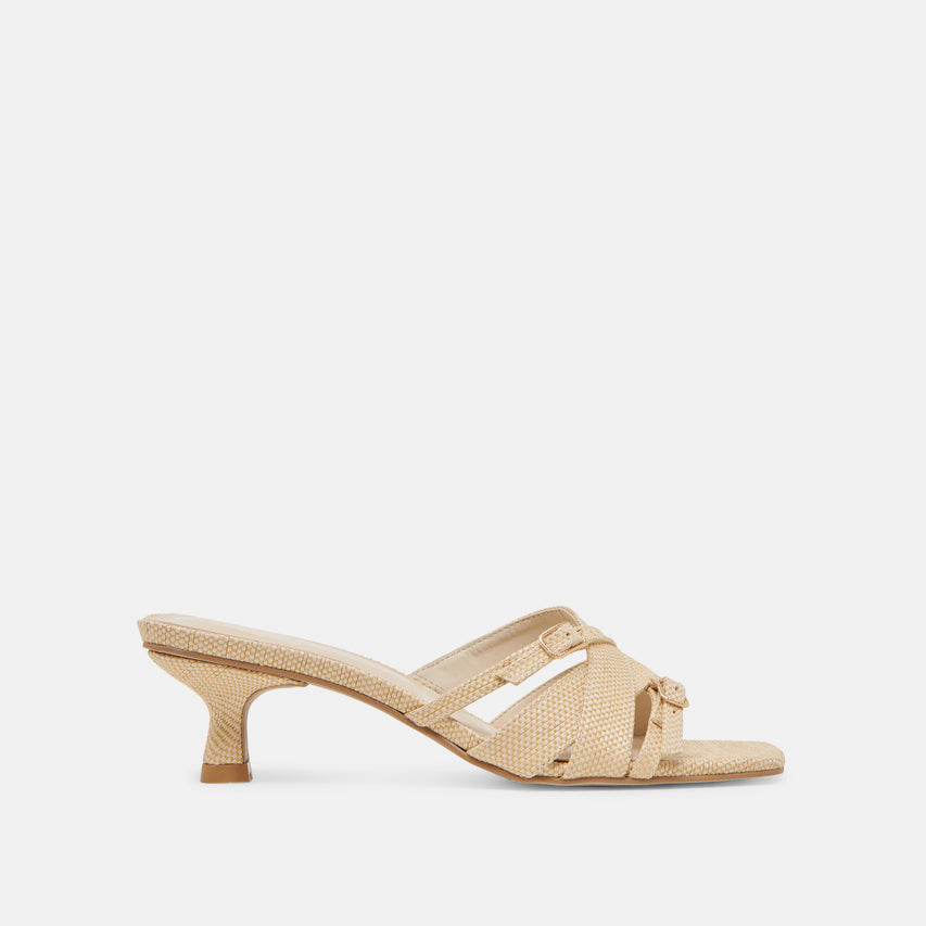 BRYANT HEELS NATURAL WOVEN RAFFIA