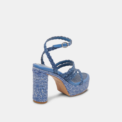 CATINA HEELS BLUE RAFFIA