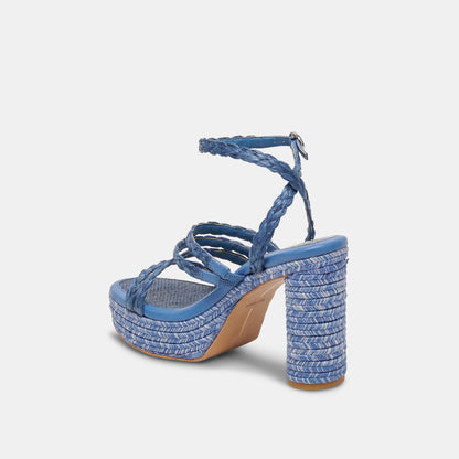 CATINA HEELS BLUE RAFFIA