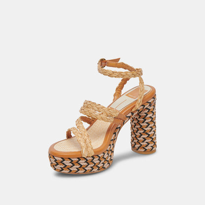 CATINA HEELS TAN RAFFIA