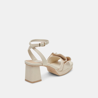 CHEER HEELS IVORY RAFFIA