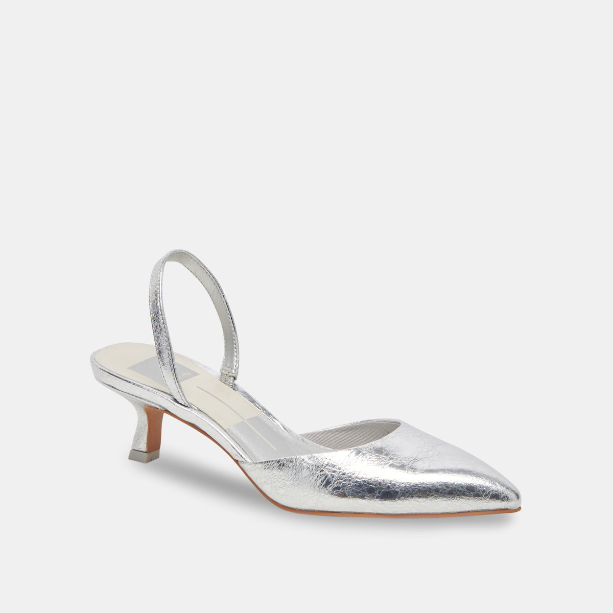 Corsa Heels Silver Cracked Leather | Silver Leather Heels – Dolce Vita