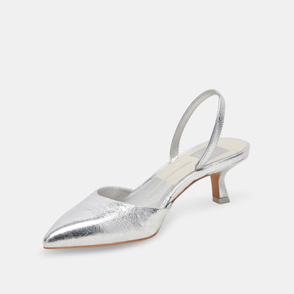 CORSA HEELS SILVER CRACKLED LEATHER