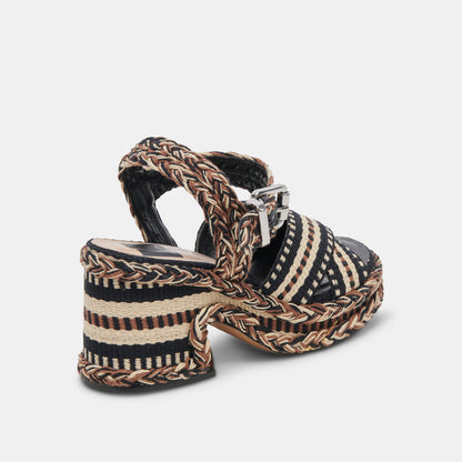 GRAYCE HEELS BLACK MULTI WOVEN