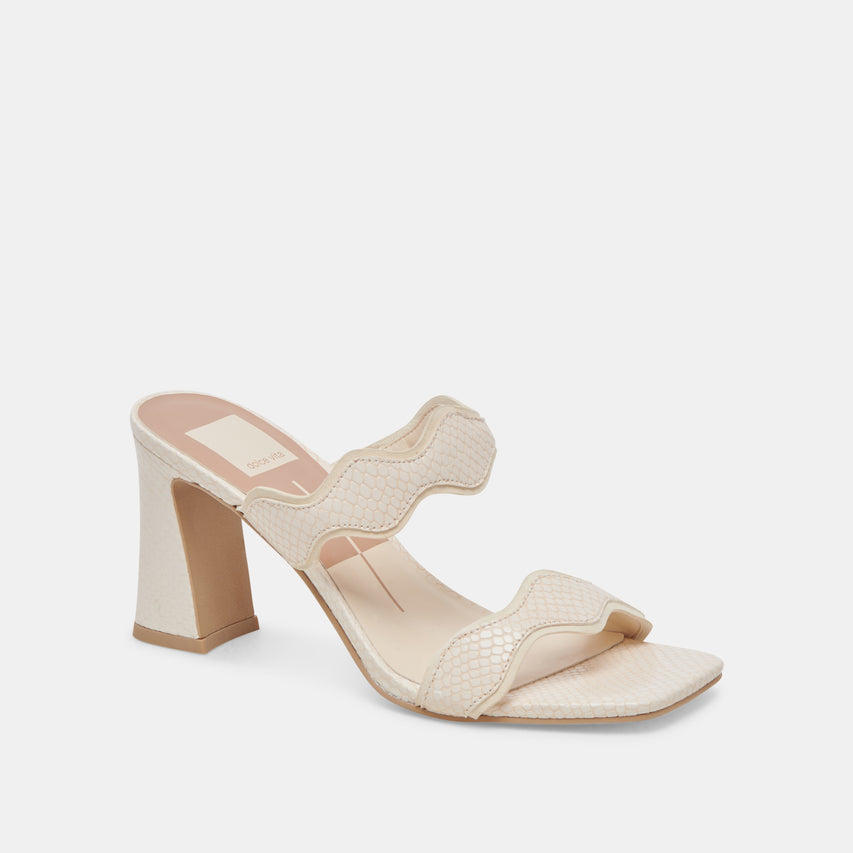 ILVA HEELS CREME EMBOSSED LEATHER