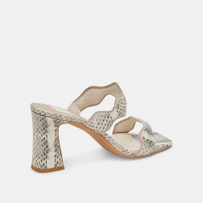 ILVA HEELS GREY WHITE EMBOSSED LEATHER