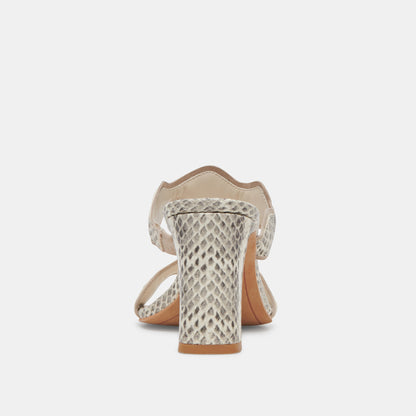 ILVA HEELS GREY WHITE EMBOSSED LEATHER