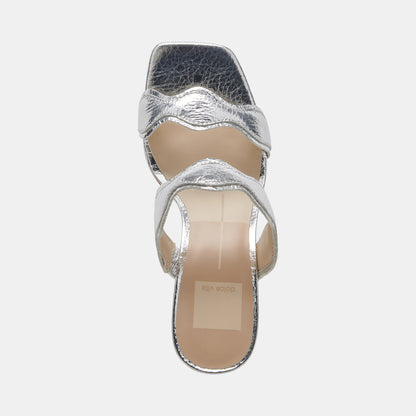 ILVA HEELS SILVER DISTRESSED LEATHER