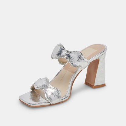 ILVA WIDE HEELS SILVER DISTRESSED LEATHER