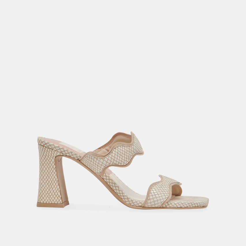 ILVA HEELS WHITE NATURAL EMBOSSED LEATHER