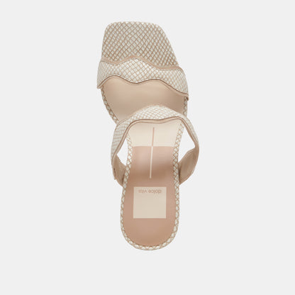 ILVA HEELS WHITE NATURAL EMBOSSED LEATHER