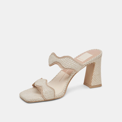 ILVA HEELS WHITE NATURAL EMBOSSED LEATHER