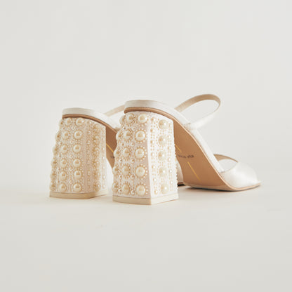 JEMMY PEARL HEELS VANILLA SILK