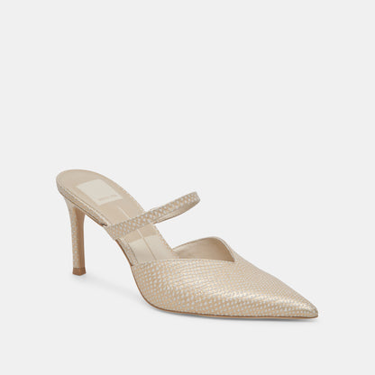 KANIKA HEELS CHAMPAGNE EMBOSSED LEATHER